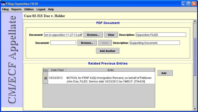 Add another PDF document screen