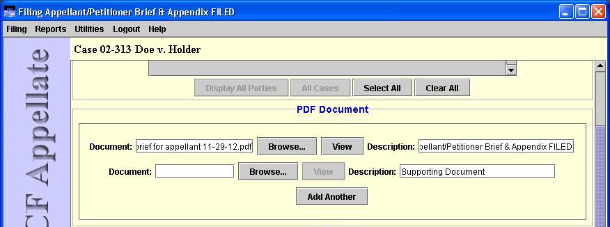 PDF Document area with two documents attached