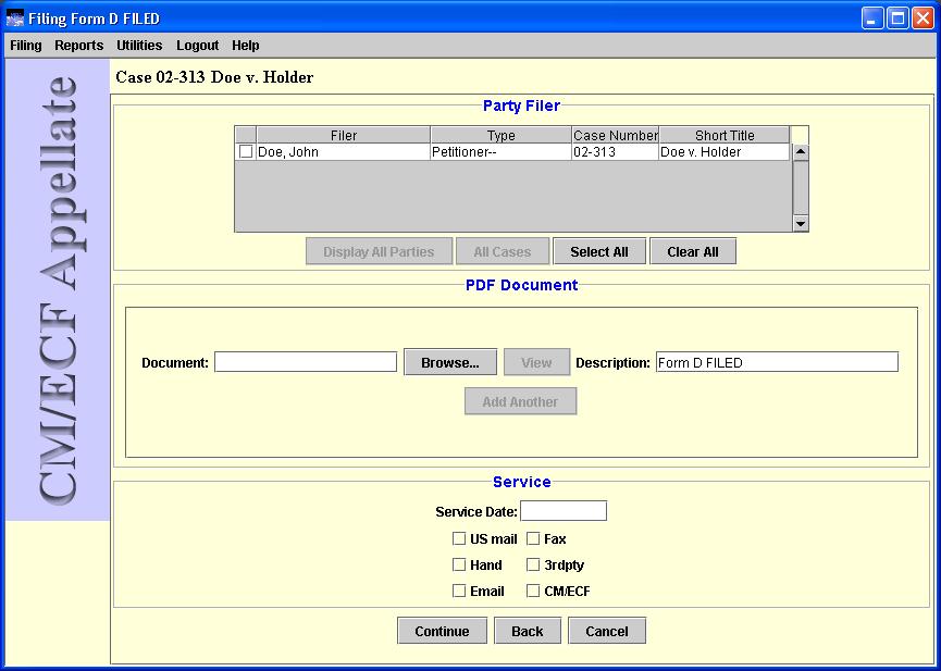 Service date and method selected