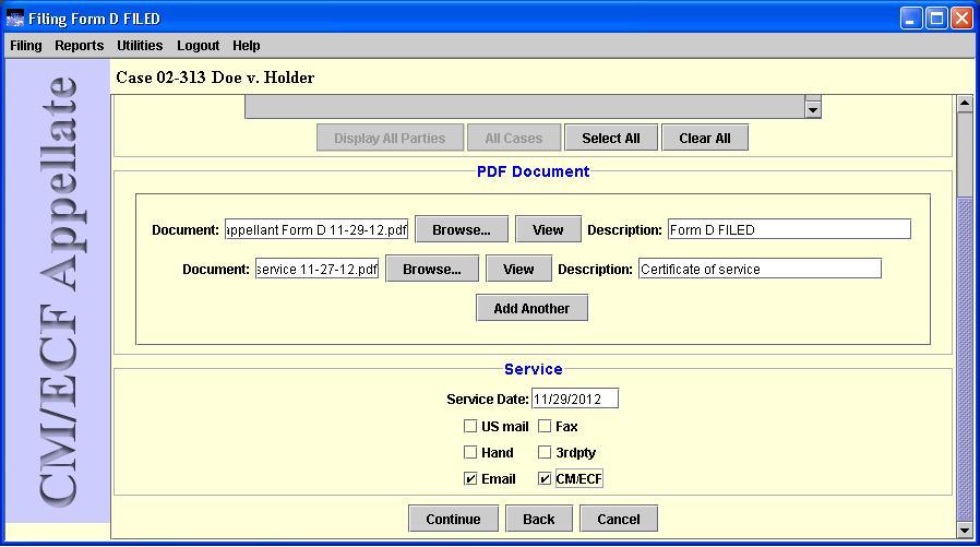 PDF Document area with two documents uploaded