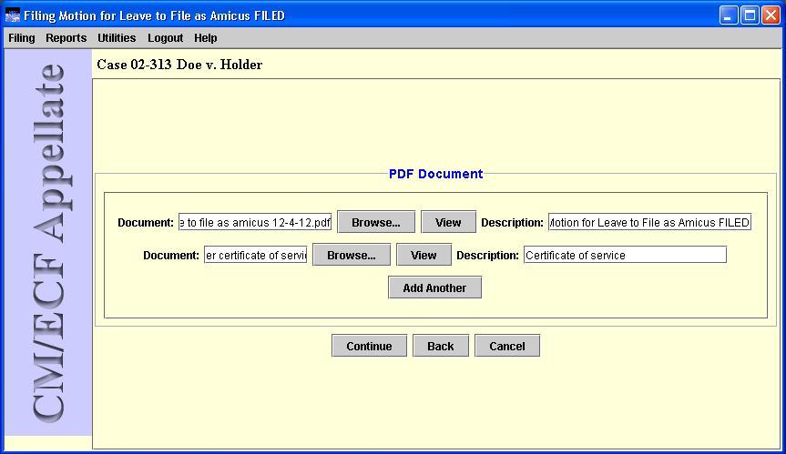 Select PDF document dialog box