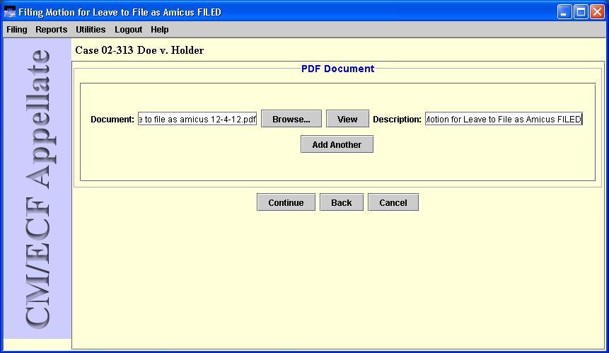 PDF Document screen