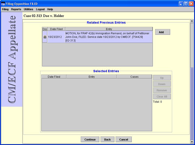 Select previous filing