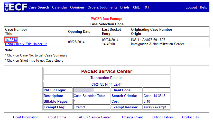 PACER Service Center Home