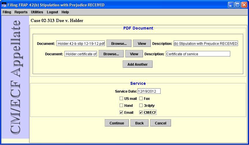 Service date entered and method(s) selected