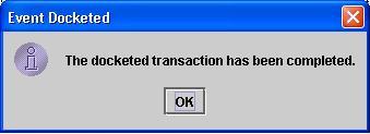 Event Docketed dialog box